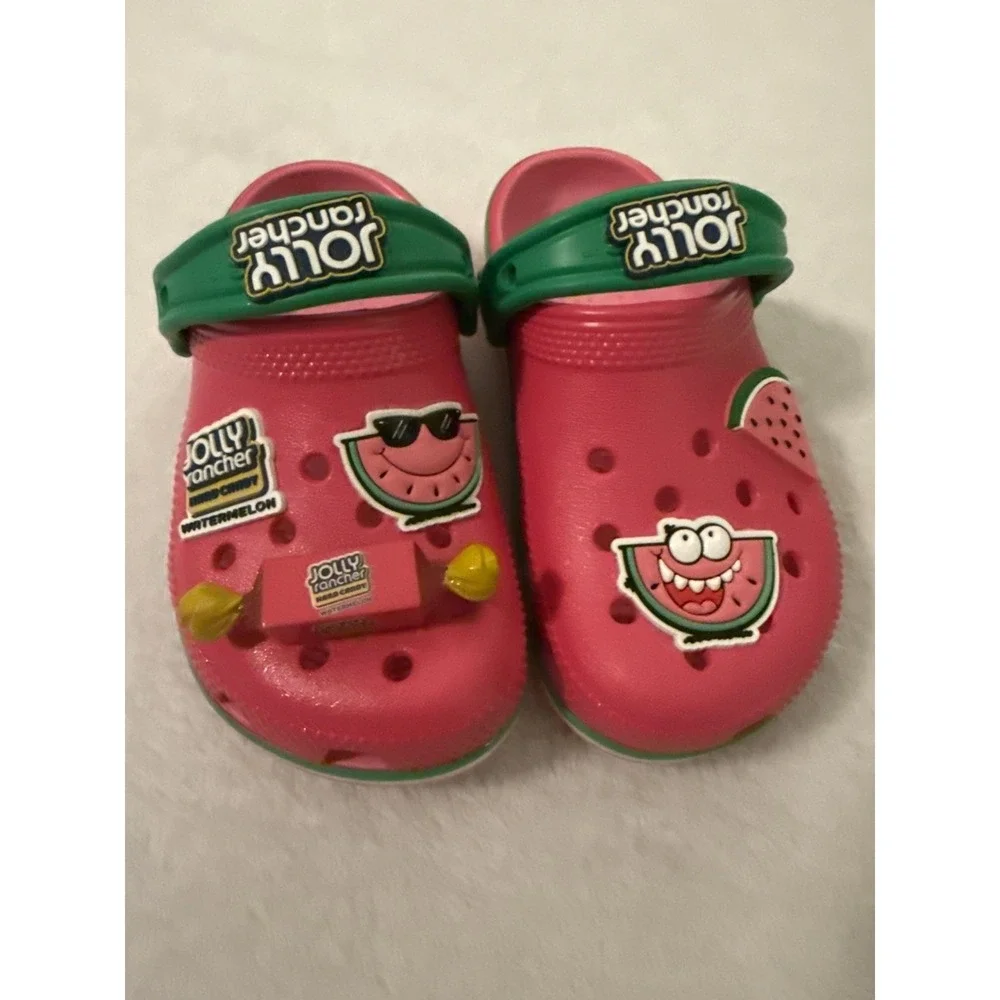 Crocs Jolly Rancher Limited Edition Pink Watermelon‎ Clogs Size 9C Kids Sandals